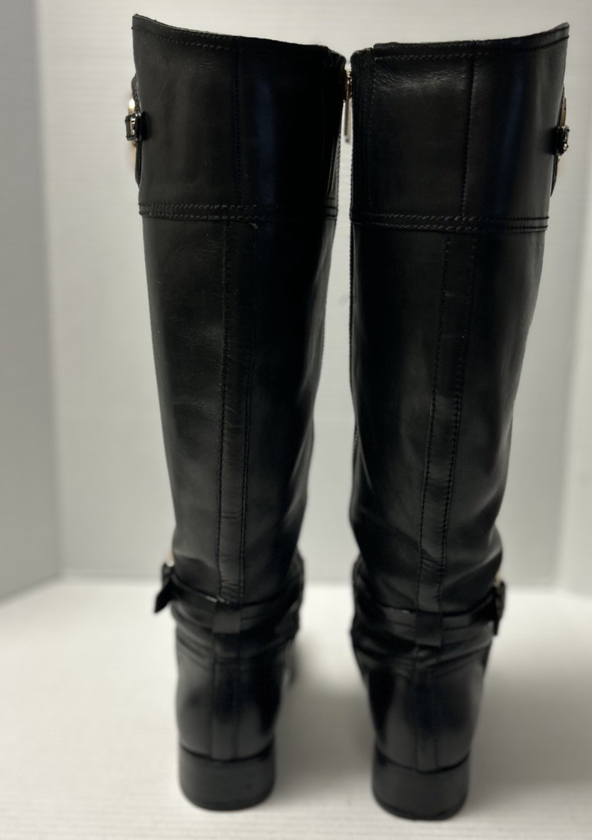 Michael Kors Stockard Leather Tall Riding Boots Black Women's Sz 7M Gold Hdware thumbnail 4
