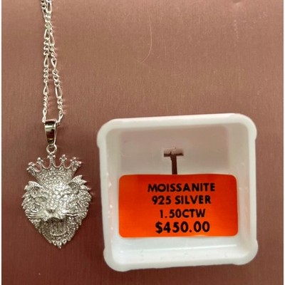 Moissanite encrusted Lion's Head Necklace