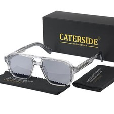 CATERSIDE Vintage Punk Sunglasses Men Flat Top Double Bridges High Quality Sun G