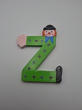 Vtg. Sevi Hand Painted Wooden Alphabet Letter 3 to 4 Clown Child Baby Decor Z"