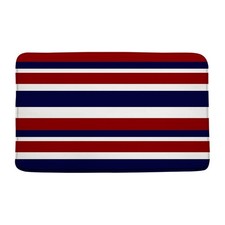 Navy Blue Red White Bath Mat Geometry Lines Modern Rug Memory Foam 17.8x29.5