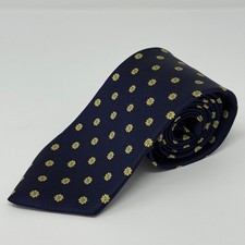 Brooks Brothers Mens Navy Silk Floral Tie Stain Resistant Made in USA NWT