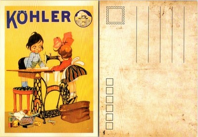 Kohler Sewing Machine Advertising Postcard Unposted Yellow Illustrated