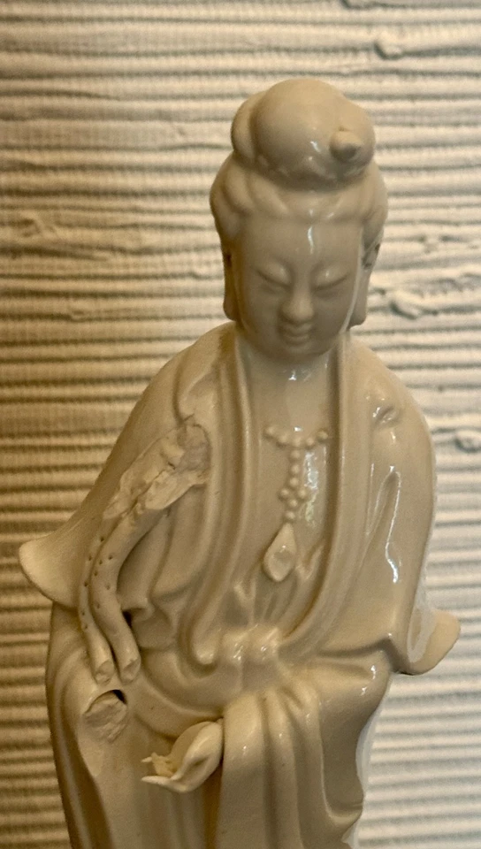 Винтажный Blanc De Chine китайский фарфор Гуаньинь стоя фигурка статуэтка белый - Изображение 4 из 4