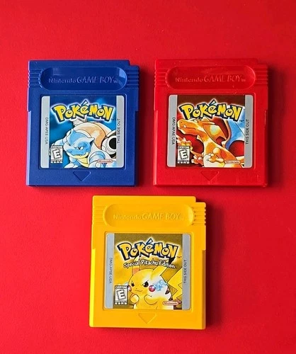 Game Boy Pokemon Blue Red Yellow Nintendo GB Original Lot 3 Games Authentic Save