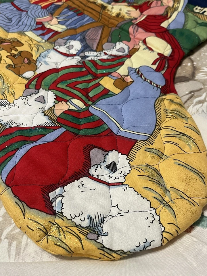 Medias colcha de colección hechas a mano Susan Winget Peace On Earth muy grandes Foto 4 de 4