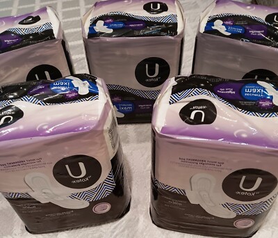 U BY KOTEX SECURITY MAXI PADS W/WINGS OVERNIGHT NIGHT 14 COUNT PER PACK 5 PACKS