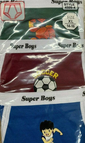 3 6 Boy's Briefs in a Pack Underwear Cotton Blend 4509-4 W/Prints Size S M L XL - Picture 5 of 7