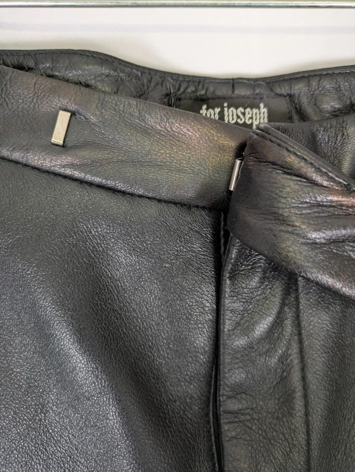 Pantalones de cuero para mujer Joseph pierna recta 10 forrados frente plano Foto 3 de 4