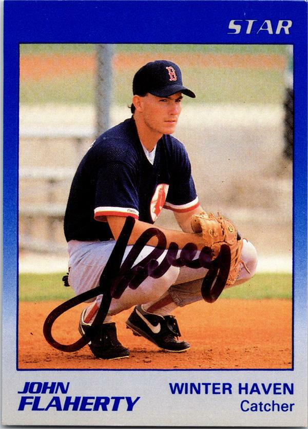 John Flaherty autographed baseball card Winter Haven Red Sox 1989 Star Rookie #7