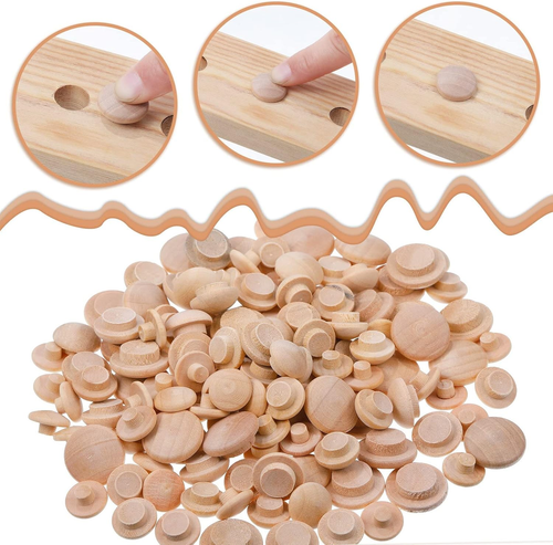 120 Pieces 4 Sizes Wood Plugs Wooden Hole Plugs Button Stoppers Hardwood Hole St - Picture 3 of 12