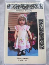 8" Doll Hanky Pattern  3 Dresses, 2 Hats Ginny,