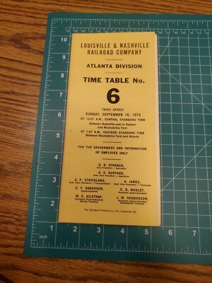 Vintage Railroad Train Pamphlet 1973 Atlanta Division Time Table No.6