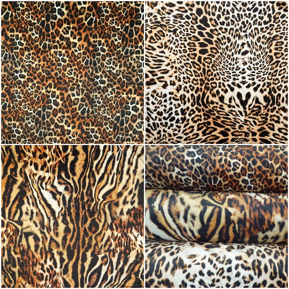 ELLBEE FABRICS ANIMAL PRINT VELVET FABRIC Tiger Leopard Cheetah Cushions Upholstery Lampshades