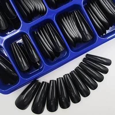 100pc Coffin False Nails Press ons Artificial Fingernails Acrylic Tips Black