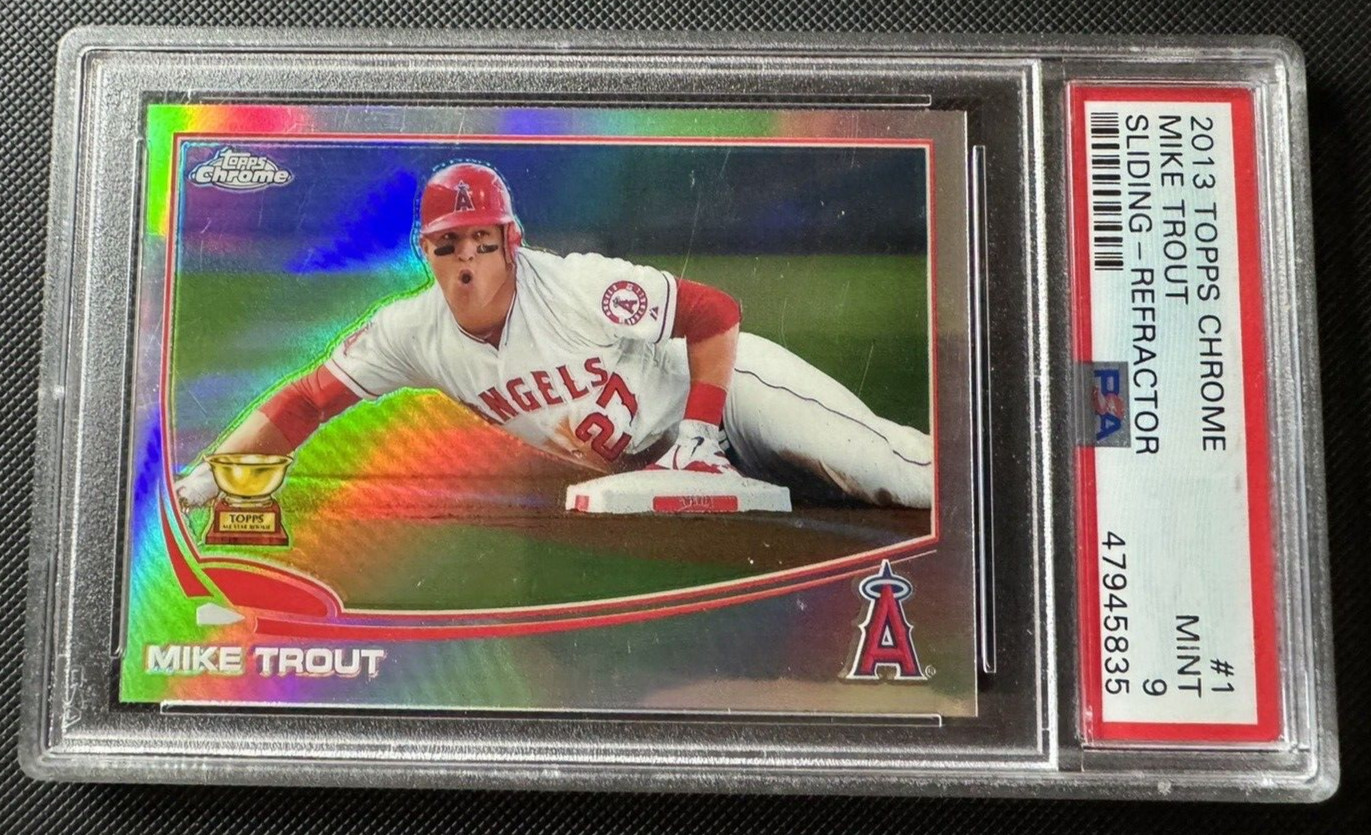 Mike Trout PSA 9 2013 Topps Chrome Rookie Cup #1 Sliding Refractor