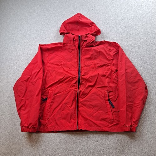 Vtg LL Bean Rain Jacket Kids Large Red Trial Model Anorak Hooded Outdoors Camp