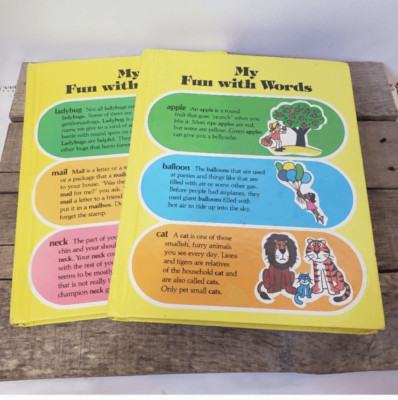 VINTAGE MY FUN WITH WORDS Children's Hardcover Dictionary Book Set Literary