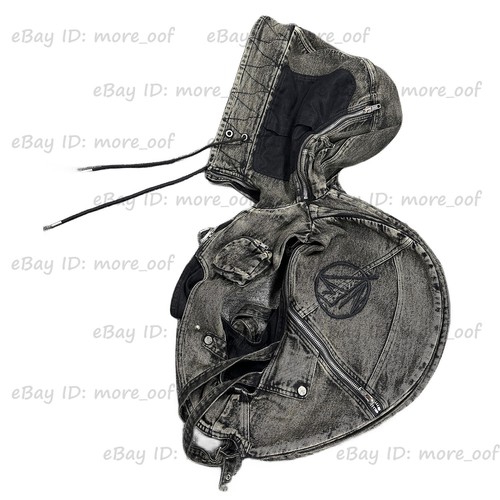 No Faith Multi Cremallera Denim Capucha Mochila Chaleco Multifuncional Bolso Hombres Mujeres Nuevo - Imagen 6 de 23