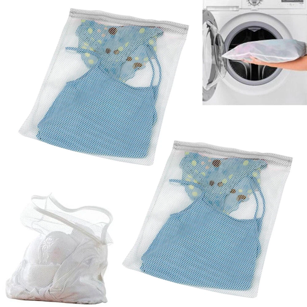 2 x Mesh Delicate Laundry Bag 16x20 Lingerie Socks Bra Underwear Wash  Zippered