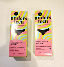 NIB 2X Unders Teen Black Period Underwear Regular Absorbency Briefs S Fits sz 10