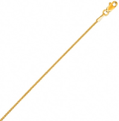 1,2mm Rund Wheat Spiga Kettenhalskette Echt 14K Gelbgold Goldum NYC