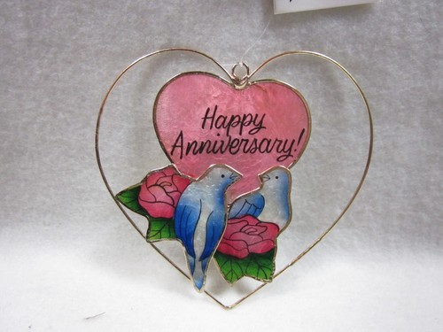 "Suncatcher Capiz - Island Shells - Feliz Aniversario - Corazón - 4,25"" x 4,5" - Imagen 2 de 4