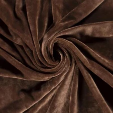 Luxury Stretchy SOFT Velvet Velour Fabric Material - CHOCOLATE