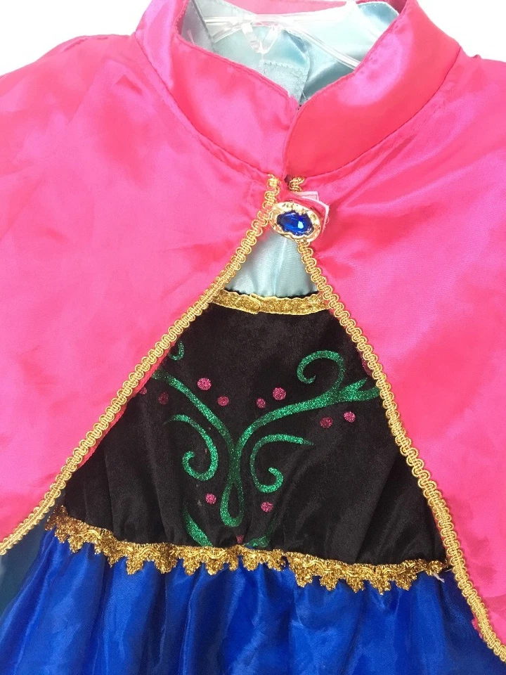 Anna Dress Frozen For Dress Up w Cape & Glitter Flower Details EUC Sz 7/8 Gift - Image 2 of 4