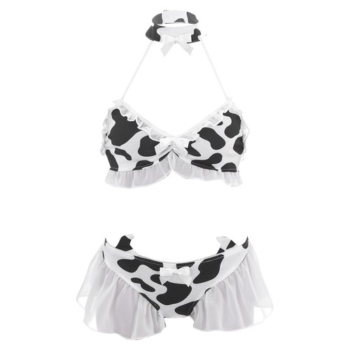 Women Mini Sexy Lingerie Nightwear Cowgirl Style Bra and Panties Skirt Sleepwear - Picture 35 of 69
