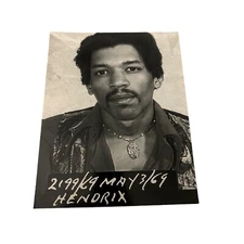 Jimi Hendrix Mugshot Photo 1969 Black and White 8X10 Music Art