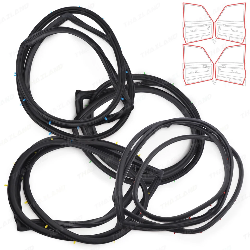 Set 4 Door Rubber Seal Weatherstrip Fits Suzuki Vitara 4 Door 1991 - 1998 - Image 3 of 4