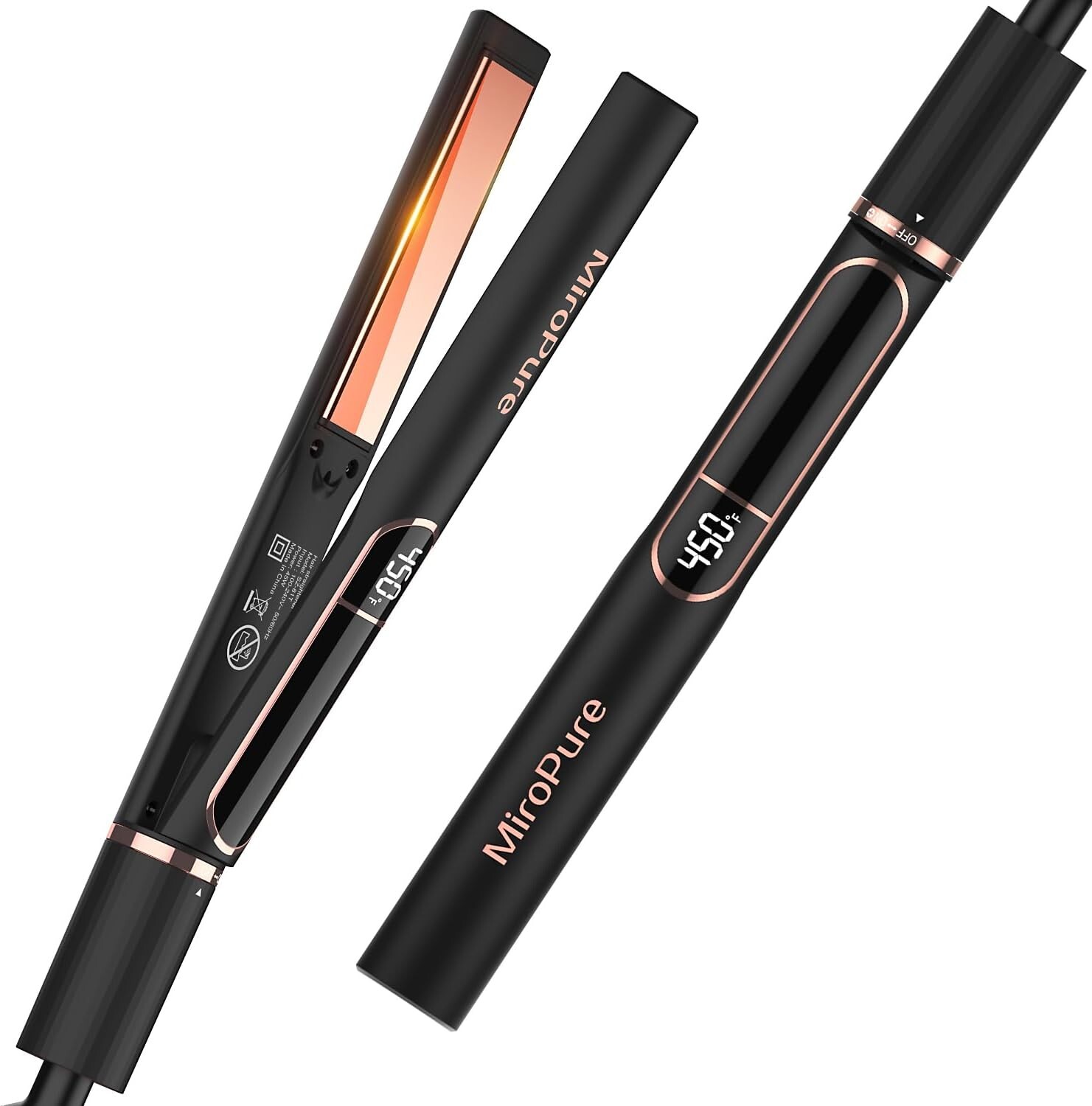 Titanium Flat Iron Straightener Fast Heating Curler with 5 Temp Settings-image