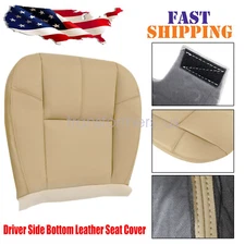 For 2007-2014 GMC Sierra 1500 2500 3500 HD Driver Bottom Leather Seat Cover Tan