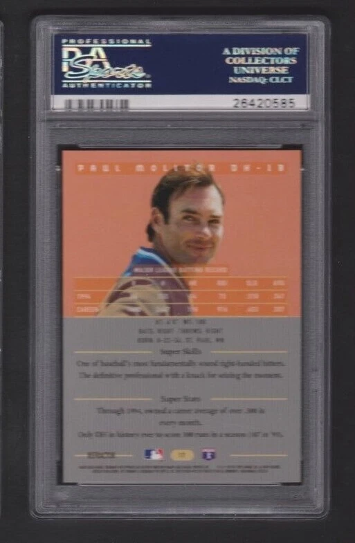 1995 BOWMAN'S BEST RED REFRACTOR #17 PAUL MOLITOR BLUE JAYS SP PSA 10 GEM MINT - Image 2 of 2