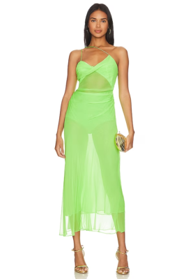 The Sei Diaphanous Dress Parakeet Green Silk 2 NWT $1058 | eBay