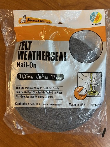 Tira de fieltro Frost King S214/17 1-1/4-pulgada por 3/16 pulgadas por 17 pies, gris