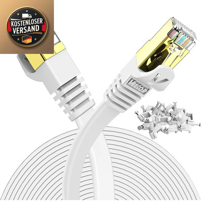 Veetop Cat7 Lan Kabel 20m Flach 10Gbps RJ45 Vergold