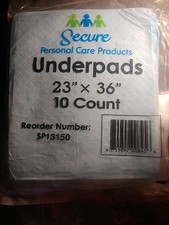 Secure Underpads 23x36 Disposable Bed Pads 10 Count Incontinence Chux NEW Blue