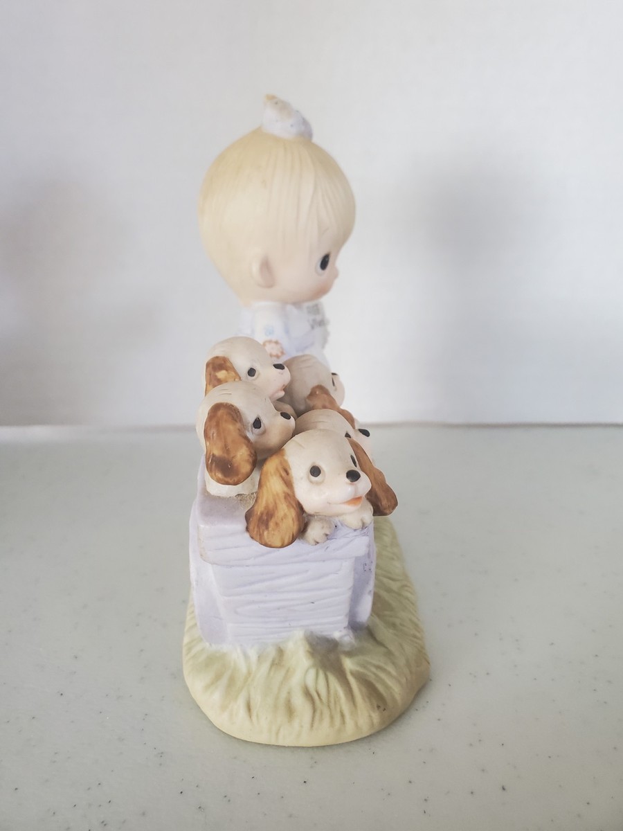 1977 Precious Moments God Loveth a Cheerful Giver Free Puppies
