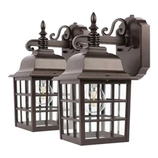 Feit Electric 12" LED Coach Lantern, 2-Pack – Bronze Cast Aluminum Lantern Light