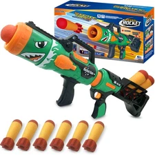 Toy Rocket Barrel Launcher-Fires Foam Rockets Includes 6 Rockets Compatible w...