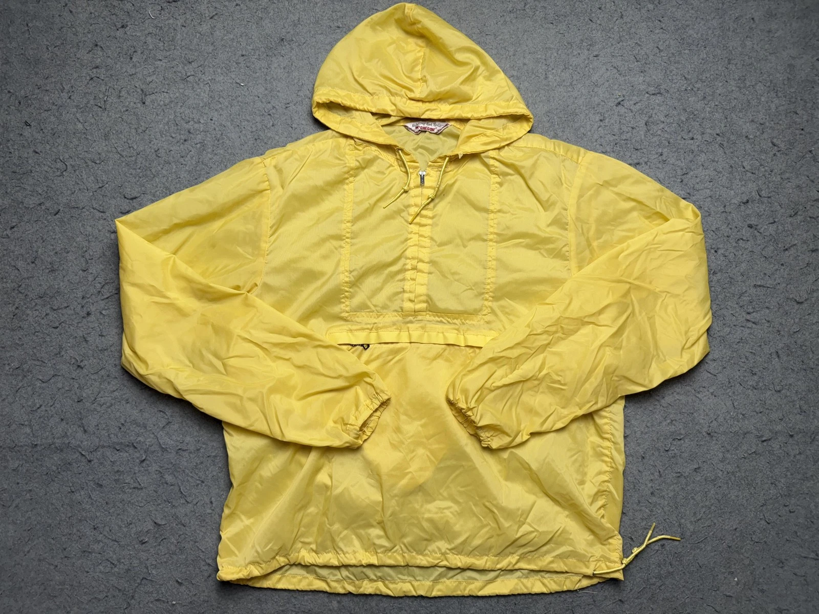 Vintage McGregor Jacket Mens Medium Yellow Nylon Self-Pack Parka Hooded Anorak