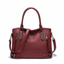 Ladies Handbag Work Bag Zip Large Women Designer Faux Leather Shoulder Bag