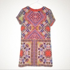 Lulus dress womens Small coral pink sangria tile print shift feminine flirty