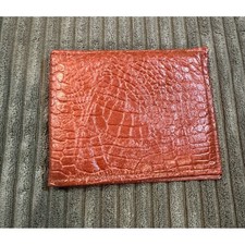 Brown Faux Croc Embossed Bifold Card Holder Wallet