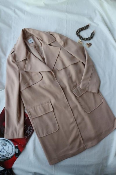 Women TU Trench Coat Beige Polyester XL