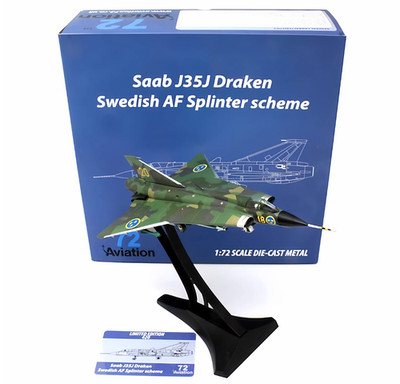 1:72 Aviation Saab J35J Draken Swedish AF Splinter Scheme Fighter Diecast Model