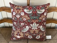 XL William Morris At Home Red Strawberry Thief  24” Square Pillow