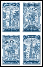 Us Boston 2026 World Stamp Show Forever Block Of 4 Scott 6029-6030 Us Boston 2026 World Stamp Show Forever Block Of 4 Scott 6029-6030